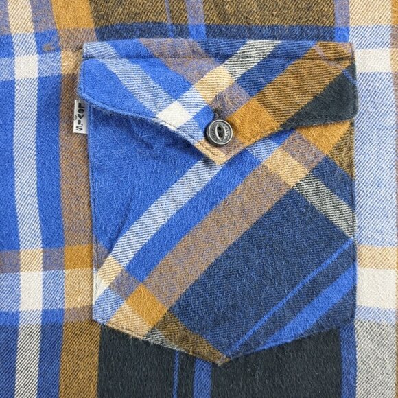 Levi's Men's Fall-Colored Plaid Button Down Light Weight Flannel Cotton Shirt Lg - Picture 7 of 12